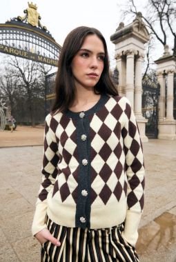 Chaqueta Arlequín punto Mantequilla