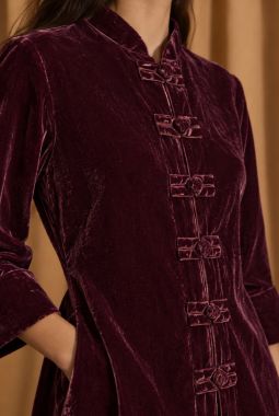 Abrigo Japón Terciopelo Burgundy