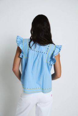 Blusa Aura Embroidery Azul