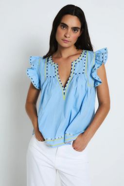 Blusa Aura Embroidery Azul