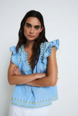 Blusa Aura Embroidery Azul