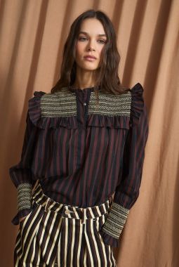 Blusa Conchita lineas Chocolate